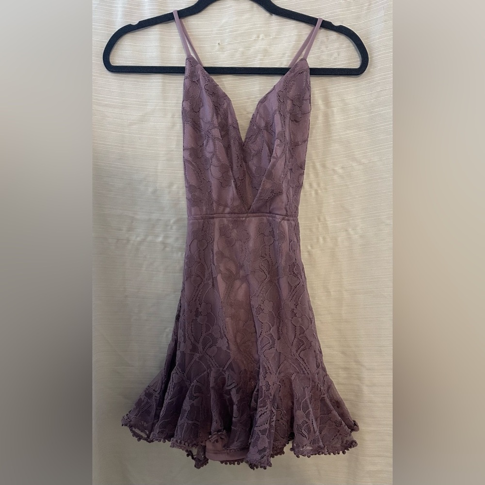 Lulu's Mauve Lace Backless Dress